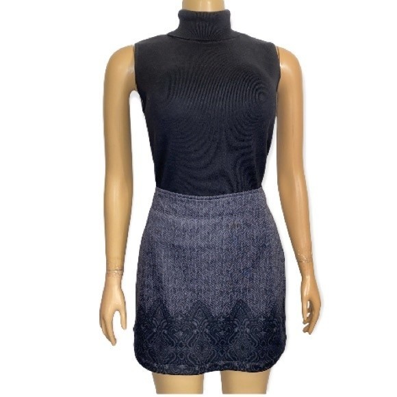 Athleta Skirt Monarch print Fleece lined Tech Stretch Black /Gray A Line size M - Picture 8 of 11